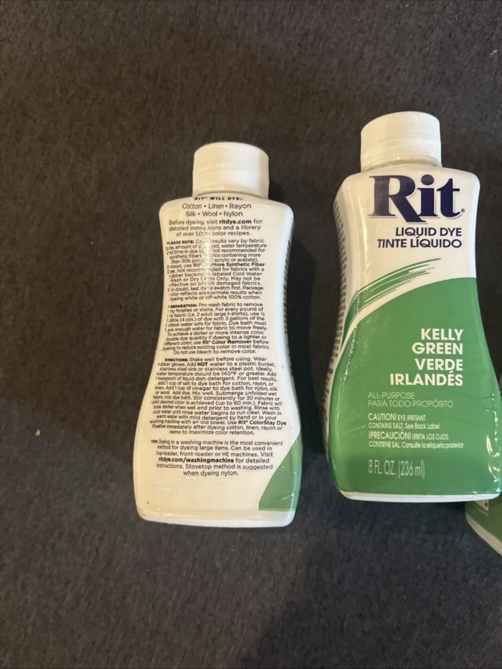Lot of 3 New Rit All-Purpose Liquid Dye, Kelly Green, 8 fl oz Crafts Tie Dye Fun